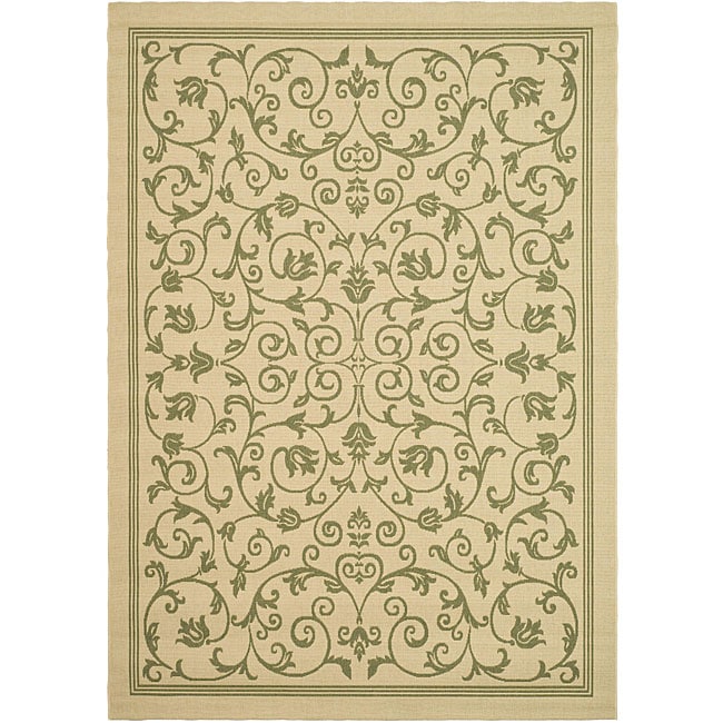 Indoor/ Outdoor Resorts Natural/ Olive Rug (67 X 96)