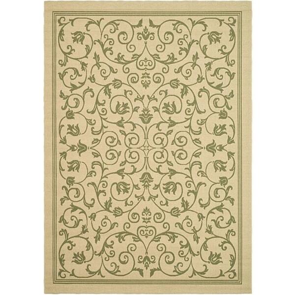 SAFAVIEH Courtyard Clarine Indoor/ Outdoor Waterproof Patio Backyard Rug - 8' x 11' - Natural/Olive