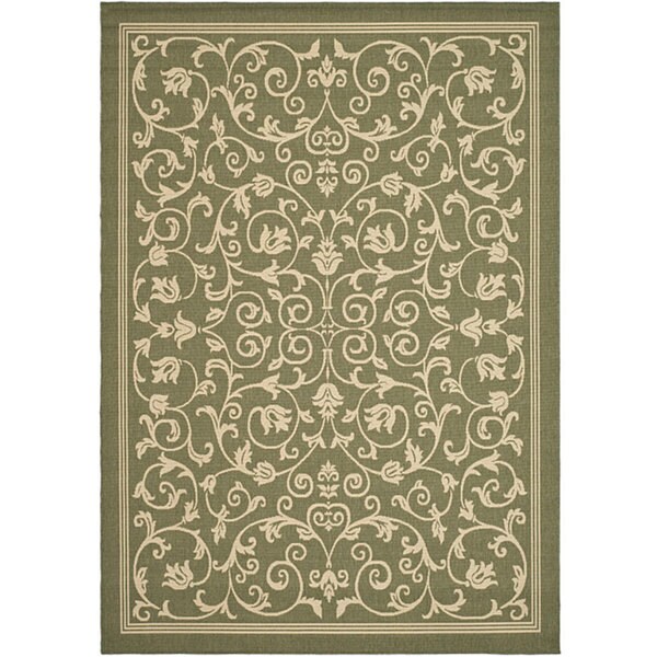 Safavieh Resorts Scrollwork Olive Green/ Natural Indoor/ Outdoor Rug - 8' x 11'