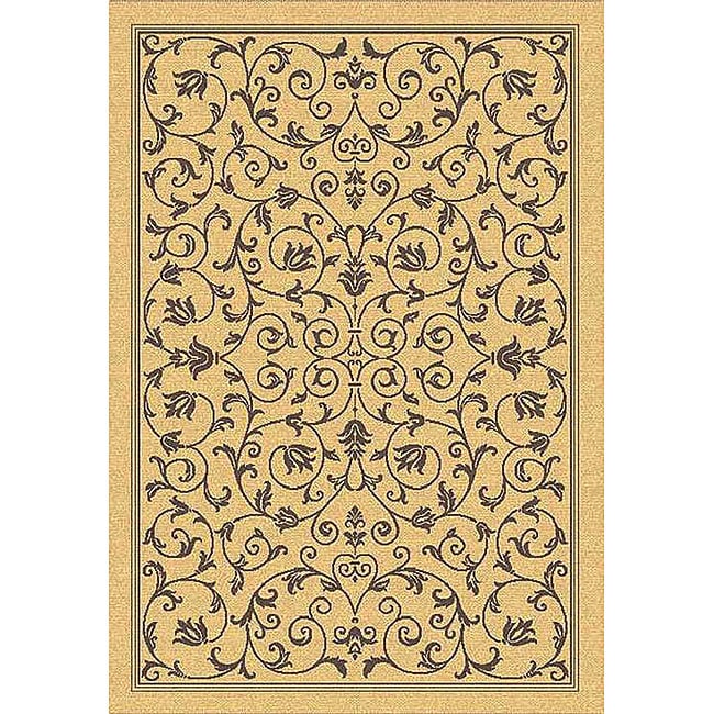 Indoor/ Outdoor Resorts Natural/ Brown Rug (4 X 57)