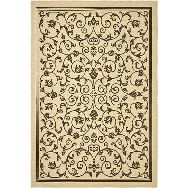 Safavieh Resorts Scrollwork Natural/ Brown Indoor/ Outdoor Poolside Rug - 8' x 11'