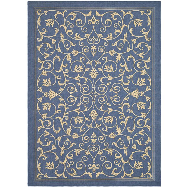 Safavieh Resorts Scrollwork Blue/ Natural Indoor/ Outdoor Rug - 9' x 12'