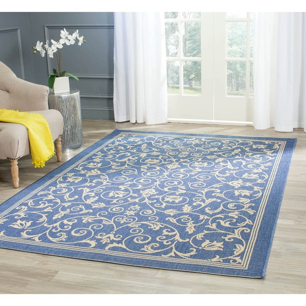 Safavieh Resorts Scrollwork Blue/ Natural Indoor/ Outdoor Rug - 8' x 11'