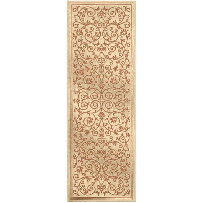 Indoor/ Outdoor Resorts Natural/ Terracotta Runner (24 X 67)