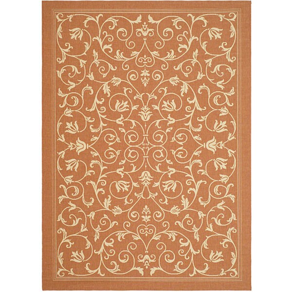 Safavieh Resorts Scrollwork Terracotta/ Natural Indoor/ Outdoor Rug - 2'7 x 5'