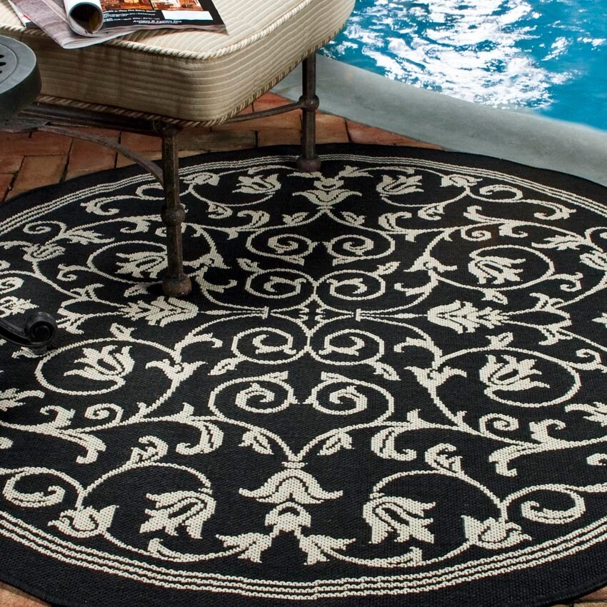 Shop Safavieh Resorts Scrollwork Black/ Sand Indoor/ Outdoor Rug 5'3