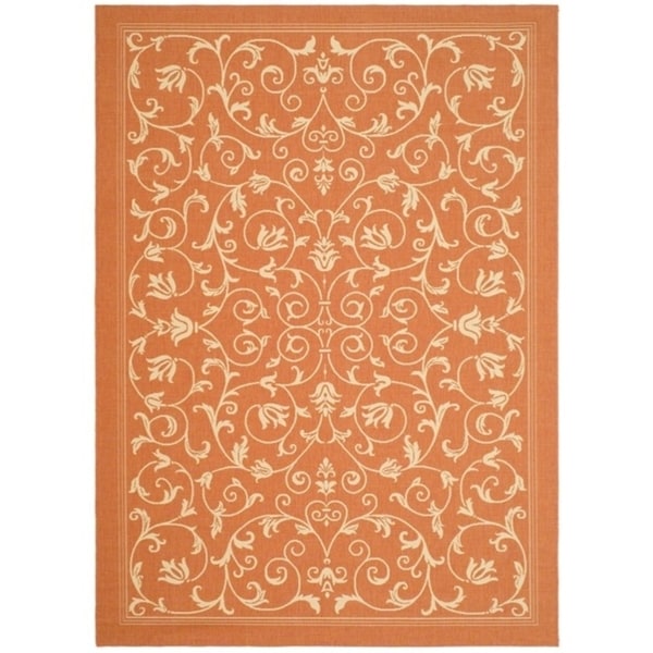 Safavieh Resorts Scrollwork Terracotta/ Natural Indoor/ Outdoor Rug - 8' X 11'