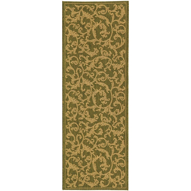 Indoor/ Outdoor Mayaguana Olive/ Natural Runner (24 X 67)