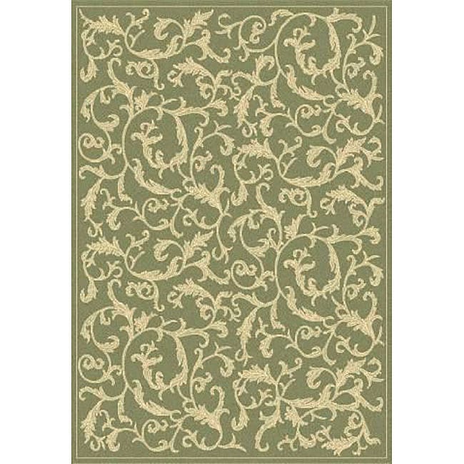 Indoor/ Outdoor Mayaguana Olive/ Natural Rug (9 X 12)