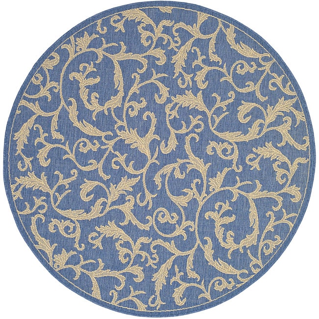 Indoor/ Outdoor Mayaguana Blue/ Natural Rug (53 Round)