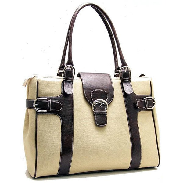 Nunzia Design 'Sophia' Tan 15.4-inch Laptop Tote. Opens flyout.