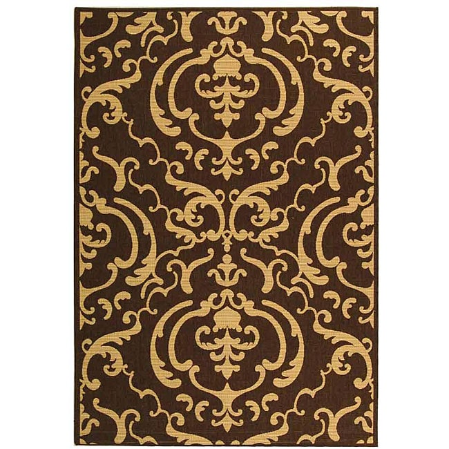 Indoor/ Outdoor Bimini Chocolate/ Natural Rug (53 X 77)