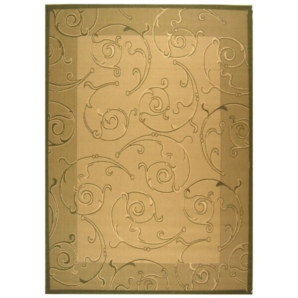 Safavieh Oasis Scrollwork Natural/ Olive Green Indoor/ Outdoor Rug - 9' x 12'