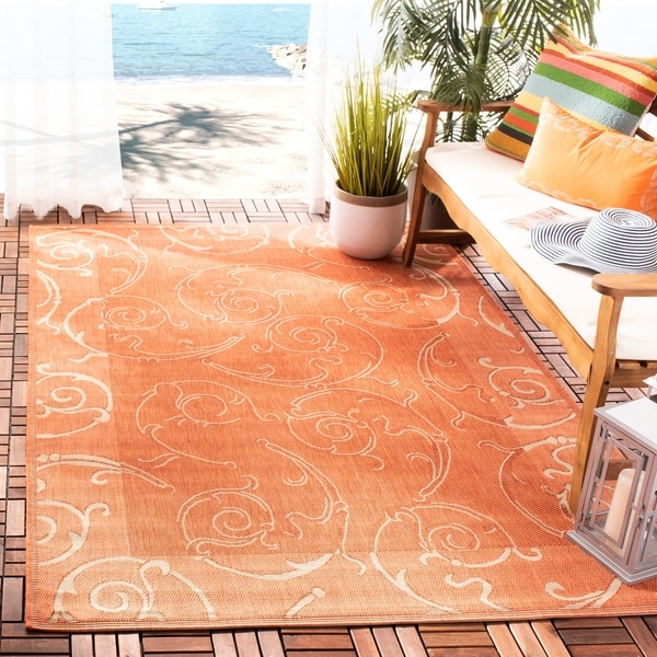 Safavieh Oasis Scrollwork Terracotta/ Natural Indoor/ Outdoor Rug - 2'7" x 5'