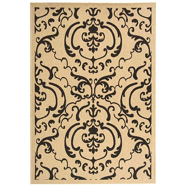 Indoor/ Outdoor Bimini Sand/ Black Rug (9 X 12)