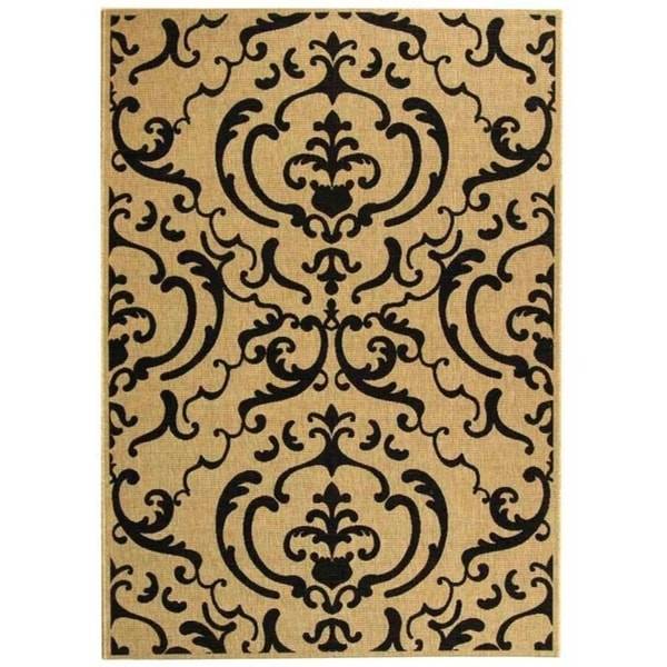 Safavieh Bimini Damask Sand/ Black Indoor/ Outdoor Rug - 9' x 12'