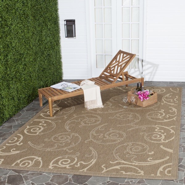 Safavieh Oasis Scrollwork Brown/ Natural Indoor/ Outdoor Rug (9' x 12') - 9' x 12'