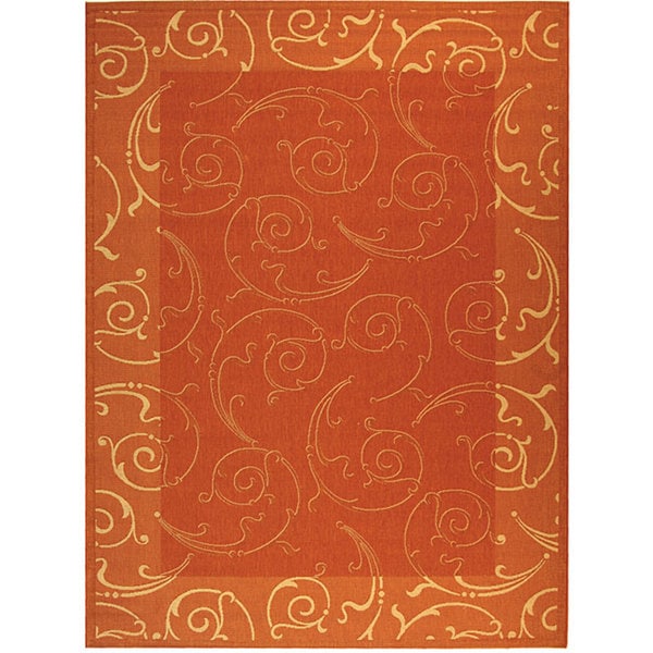Safavieh Oasis Scrollwork Terracotta/ Natural Indoor/ Outdoor Rug - 9' x 12'