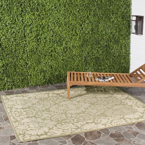 Safavieh Kaii Damask Olive Green/ Natural Indoor/ Outdoor Rug - 6'7 x 9'6