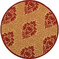 Safavieh St. Barts Damask Natural/ Red Indoor/ Outdoor Rug - 5'3" x 5'3" round