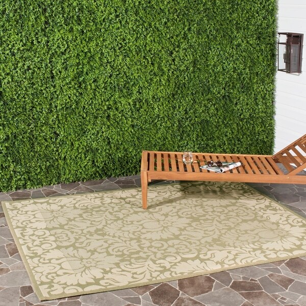 Safavieh Kaii Damask Olive Green/ Natural Indoor/ Outdoor Rug - 8' x 11'