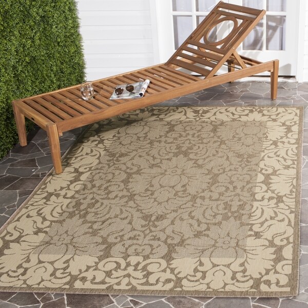 Safavieh Kaii Damask Brown/ Natural Indoor/ Outdoor Rug (6'7 x 9'6)