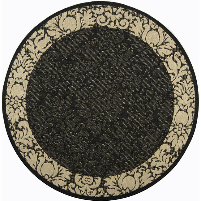 Indoor/ Outdoor Kaii Black/ Sand Rug (67 Round)