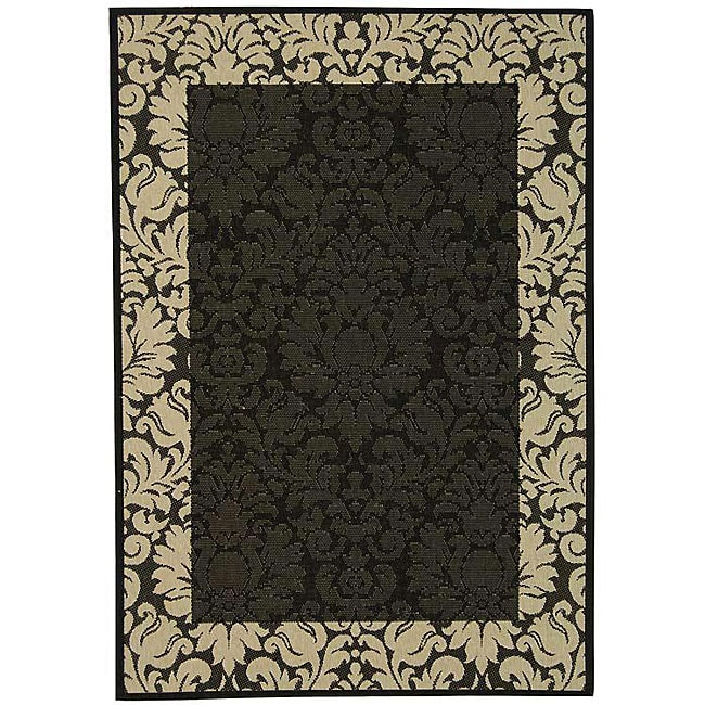 Indoor/ Outdoor Kaii Black/ Sand Rug (4 X 57)