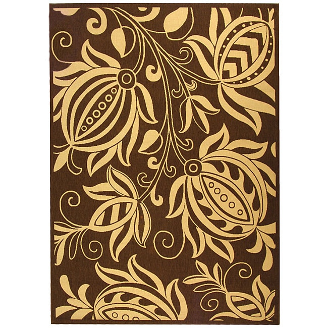 Indoor/ Outdoor Andros Chocolate/ Natural Rug (9 X 12)