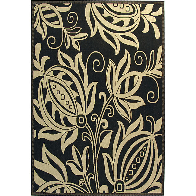 Indoor/ Outdoor Andros Black/ Sand Rug (27 X 5)