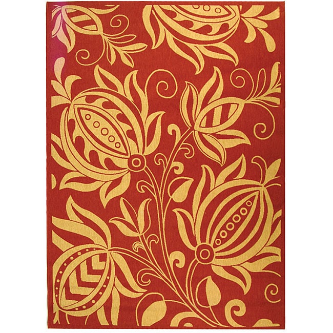 Indoor/ Outdoor Andros Red/ Natural Rug (9 X 12)