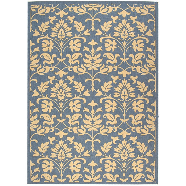 Indoor/ Outdoor Seaview Natural/ Blue Rug (4 X 57)