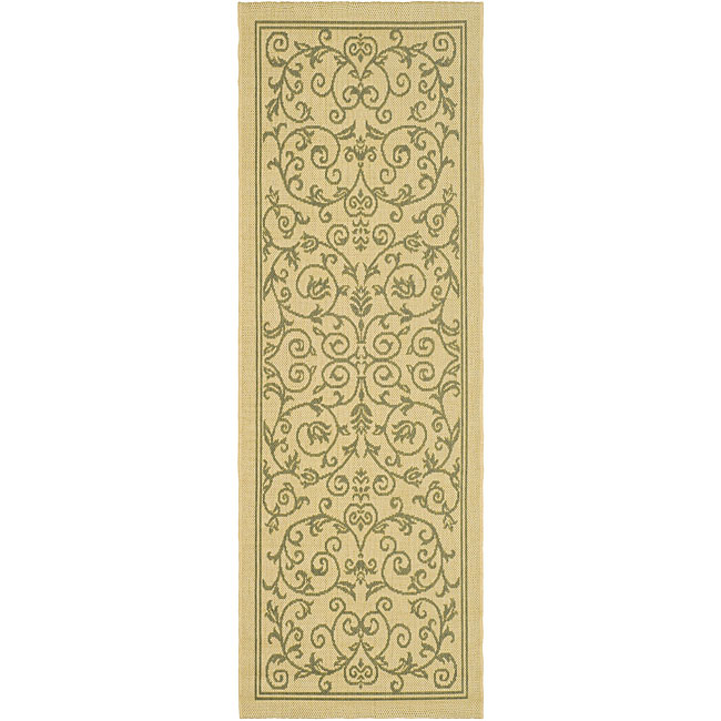 Indoor/ Outdoor Resorts Natural/ Olive Runner (24 X 911)