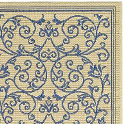 Indoor/ Outdoor Resorts Natural/ Blue Runner (2'4 x 9'11) Safavieh Runner Rugs