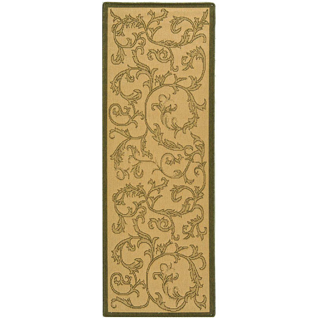 Indoor/ Outdoor Mayaguana Natural/ Olive Runner (24 X 911)