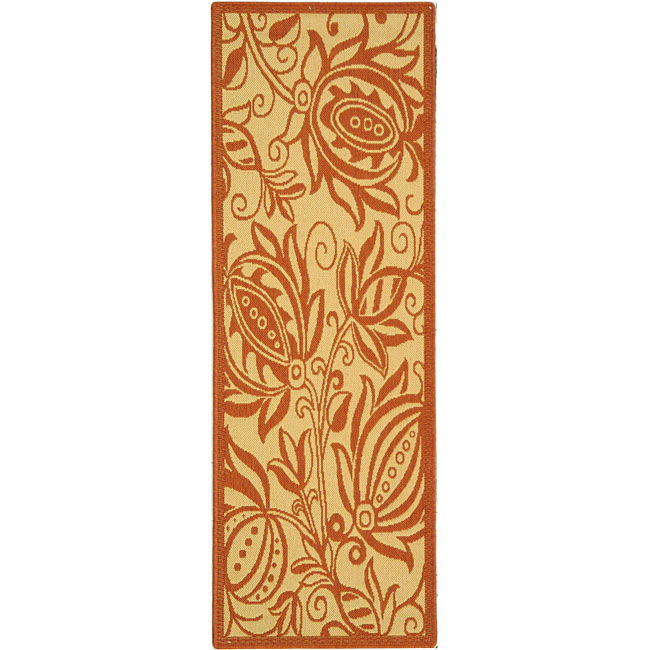 Indoor/ Outdoor Andros Natural/ Terracotta Runner (24 X 911)