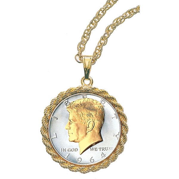 American Coin Treasures JFK 24k Goldtone Half Dollar Necklace American Coin Treasures More Necklaces Necklaces