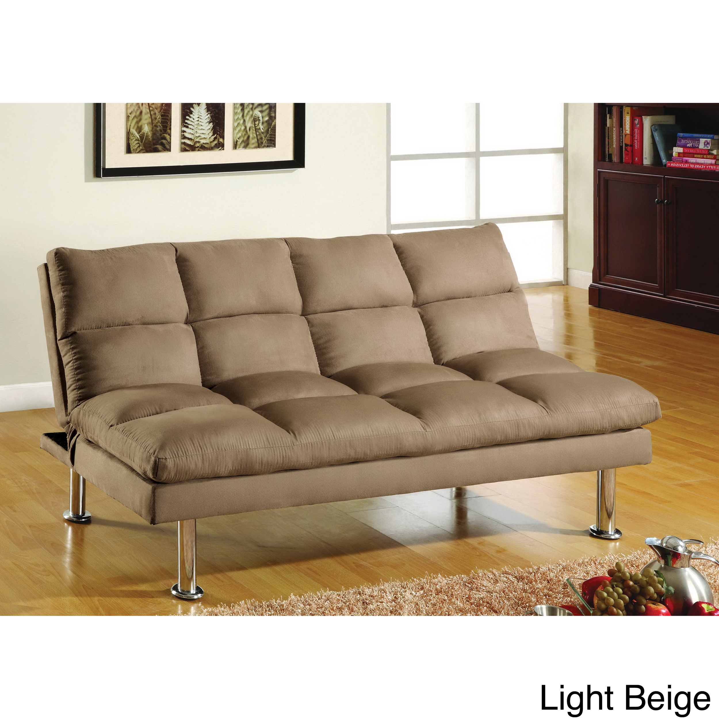 Furniture Of America Willow Beige Microfiber Sofa/ Futon