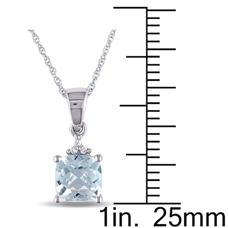 Miadora 10k White Gold Aquamarine and Diamond Necklace