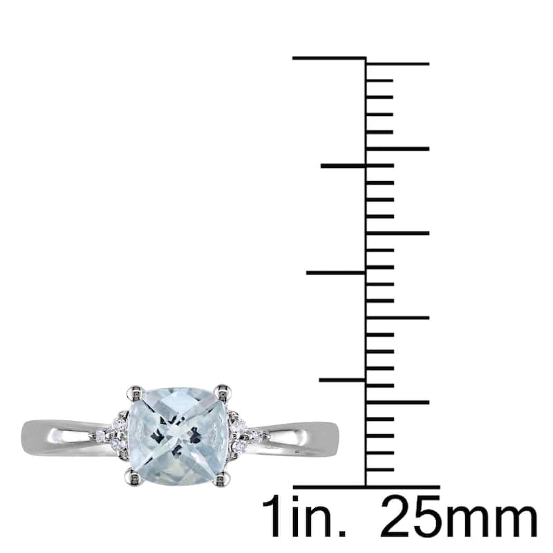 Miadora 10k White Gold Aquamarine and Diamond Ring