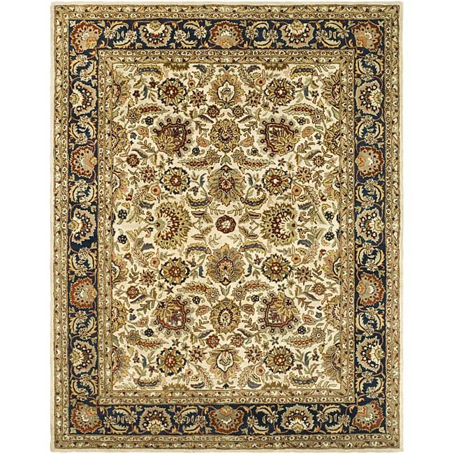 Safavieh Handmade Classic Heirloom Ivory/ Navy Wool Rug - 9'6 x 13'6