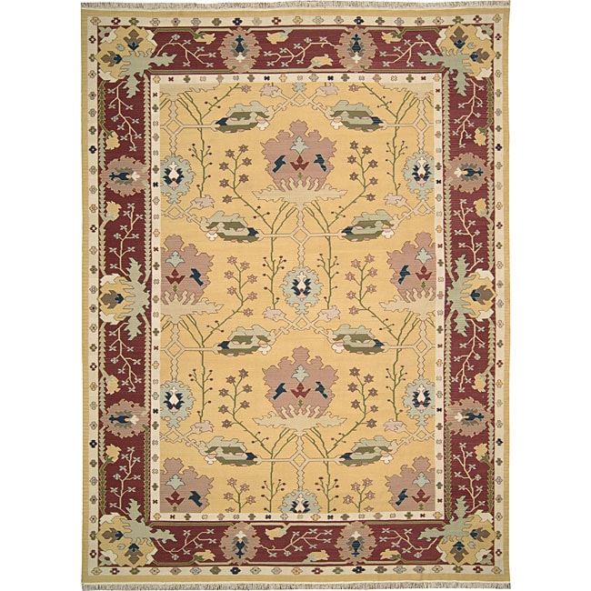 Nourison Samarkand Flatweave Reversible Yellow Wool Rug (99 X 139)