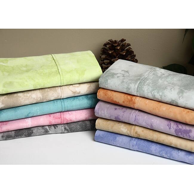 Expressions Horizons 300 Thread Count Sateen Cotton Acid Wash Printed Sheet Set