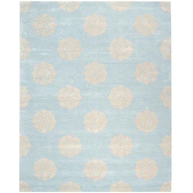 Safavieh Handmade Soho Medallion Light Blue N. Z. Wool Rug - 8'3 x 11'