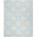 Safavieh Handmade Soho Medallion Light Blue N. Z. Wool Rug - 8'3 x 11'