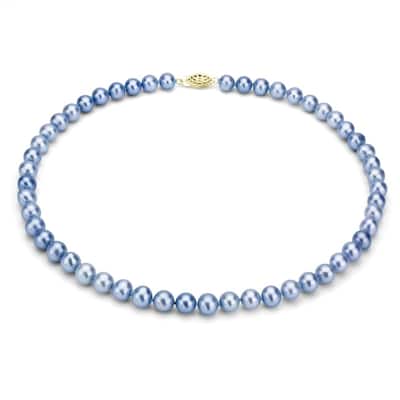 DaVonna 14k Gold 9-10mm Blue Freshwater Pearl Necklace, 20-inch