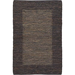 Hand woven Mandara Brown Leather Rug (7'9 x 10'6) Mandara 7x9   10x14 Rugs