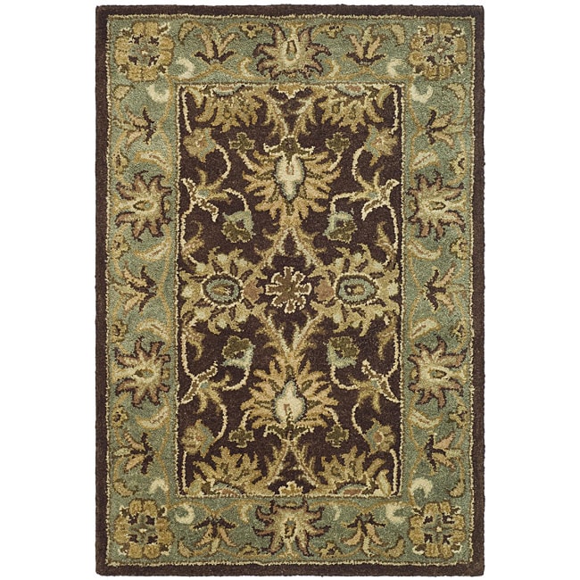 Handmade Kerman Chocolate/ Gold Wool Rug (2 X 3)