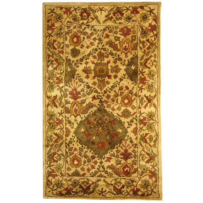 Handmade Tabriz Beige/ Olive Wool Rug (3 X 5)