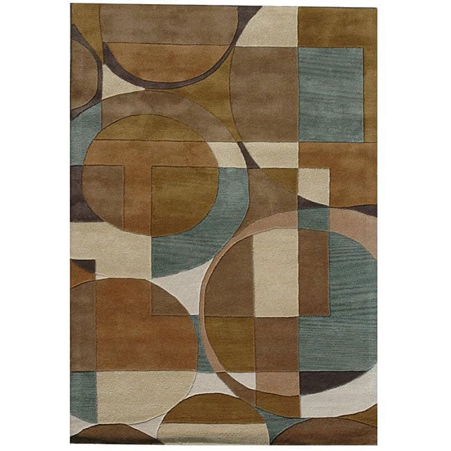 Hand tufted Geometric Multi Rectangular Wool Rug (5 X 8)